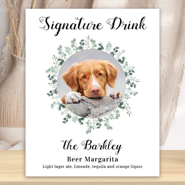 Signature Drink Dog Bar Custom Foto Pet Hochzeit Poster (Von Creator hochgeladen)