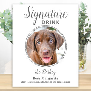 Signature Drink Elegante Silber Pet Hochzeit Foto Poster