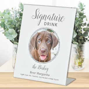 Signature Drink Elegante Silber Pet Hochzeit Foto Sockelschild