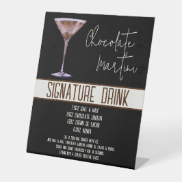 Signature Drink, Schokolade Martini, Party Menü, Sockelschild