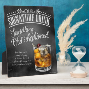 Signature Drink Sign: Etwas altmodisches Plaq Fotoplatte