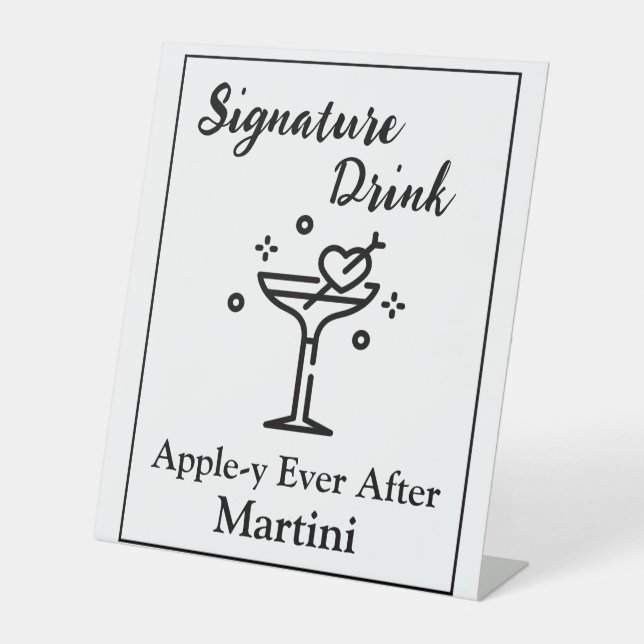 Signature Drink Sign for Wedding Bar Martini Sockelschild (Vorderseite)