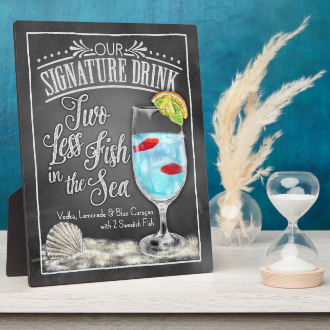 Signature Drink Sign: Zwei weniger Fische im Meer Fotoplatte (Seite)