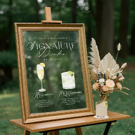 Signature Drink Wedding Bar Sign Cling Fensteraufkleber