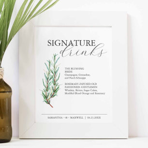 Signature-Drinks 8x10 Rosmarin-Hochzeitsschild Poster
