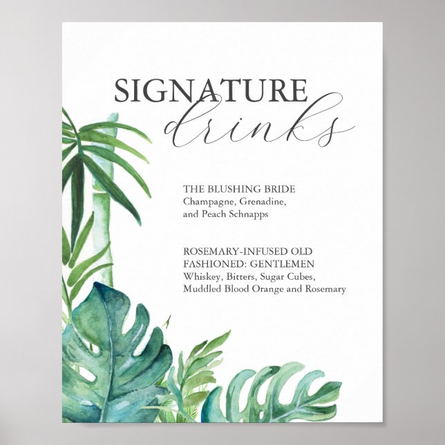 Signature Drinks 8x10 Tropische Hochzeitssymbol Poster (Vorne)