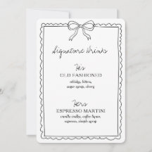 Signature Drinks auf der Hochzeitskarte Bar signie