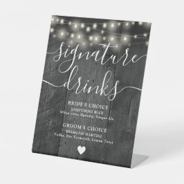 Signature Drinks aus schwarzem Stallholz Sockelschild