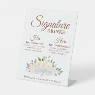 Signature Drinks Blassblütenpfirsich Blumenzehen Sockelschild