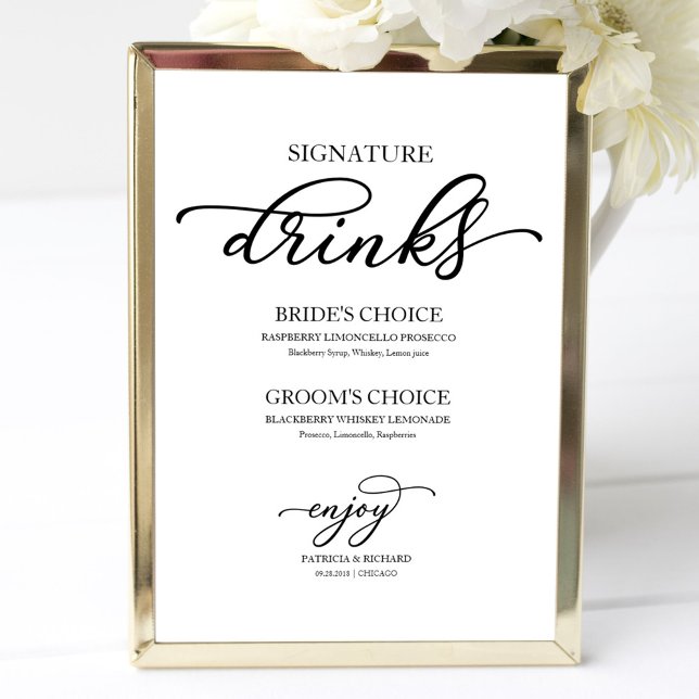 Signature Drinks Chic Black Script Poster (Von Creator hochgeladen)