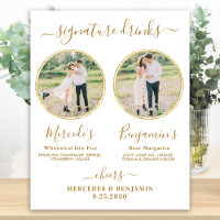 Signature Drinks Custom Foto Gold Wedding Bar