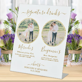 Signature Drinks Custom Foto Gold Wedding Bar Sockelschild