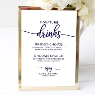 Signature-Drinks Elegant Chic Navy Blau Schild