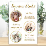 Signature Drinks Elegant Gold Pet Hochzeit 3 Fotos Poster<br><div class="desc">Unterschreiben Sie Cocktails von Ihren Haustieren! Bringen Sie Ihren besten Hund, die beste Katze und jedes Haustier in Ihre Hochzeit mit einem eigenen Bar für Ihre Gäste. Ideal für Hundeliebhaber, und ein spezielles Hundeschlitten Bar wird bei Ihrer Hochzeit ein Hit sein. Elegante Vorlagen mit Goldschrift und Bild. Passen Sie dieses...</div>