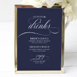 Signature Drinks Elegant Navy Blue Wedding Signatu Poster<br><div class="desc">Signature Drinks Elegant Navy Blue Wedding Signature</div>