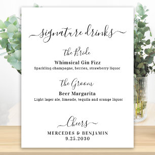 Signature Drinks Elegante Personalisierte Hochzeit Poster