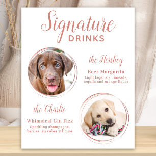 Signature Drinks Elegante Rose Gold Haustier Hochz Poster