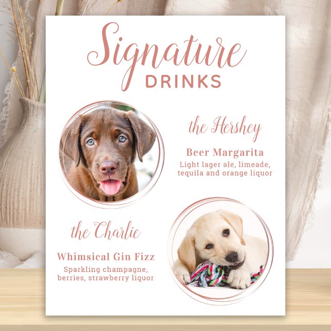Signature Drinks Elegante Rose Gold Haustier Hochz Poster (Von Creator hochgeladen)