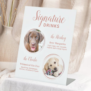 Signature Drinks Elegante Rose Gold Haustier Hochz Sockelschild