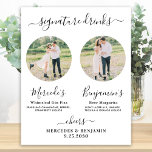 Signature Drinks Elegantes Foto Hochzeit Bar Poster<br><div class="desc">Getränke mit Unterschrift ! Dieses kleine, elegante Kalligraphie-Bar mit seinen zwei Cocktails "The Bride" und "The Groom", personalisiert mit den erlesenen Getränken. Passen Sie dieses elegante Hochzeitszeichen mit Ihrem Lieblings-Verlobung-Foto oder Paare Fotos, Namen und Signatur-Drinks! Sie können auch die Fotos für die Unterschrift Drinks von Ihren Lieblings-Haustieren für eine Haustierhochzeit...</div>