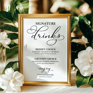 Signature-Drinks Elegantes Hochzeitsschild Poster