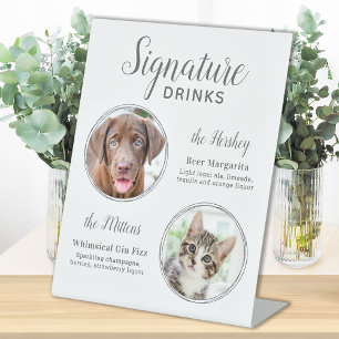 Signature Drinks Elegantes Silver Pet Hochzeitssti Sockelschild