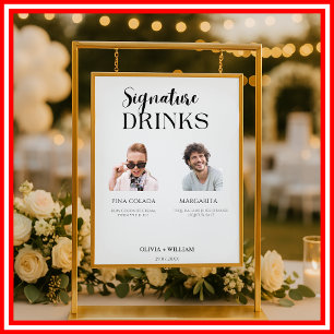 Signature-Drinks Foto Elegante Hochzeitsbar-Spei Poster