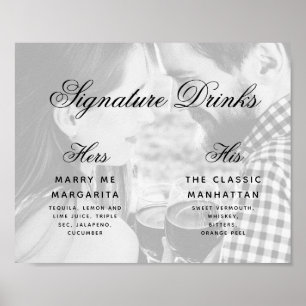 Signature-Drinks-Foto Elegante Schrift Hochzeitssc Poster