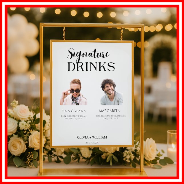 Signature Drinks Foto Hochzeit Bar Sign Elegant Poster (Von Creator hochgeladen)