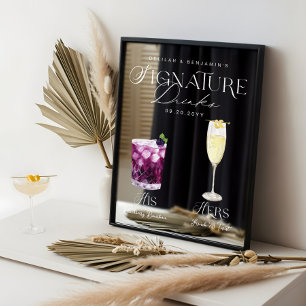 Signature Drinks für Wasserfarben mit Hochzeitszei Fensteraufkleber