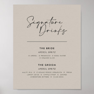Signature Drinks Hochzeit modern minimalgrau Poster