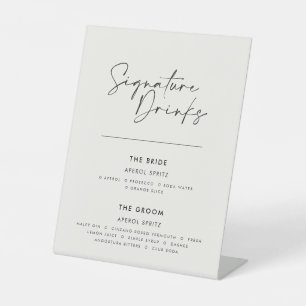 Signature Drinks Hochzeit modern minimalweiß Sockelschild