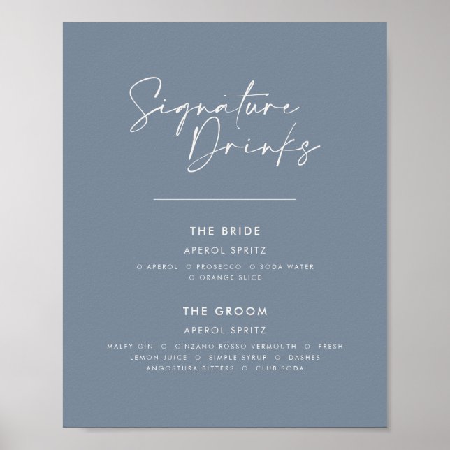 Signature Drinks Hochzeit moderne minimale staubig Poster (Vorne)