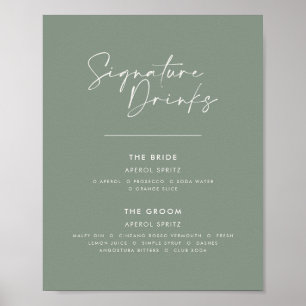 Signature Drinks Hochzeit moderne minimalistisch g Poster
