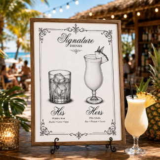 Signature-Drinks Hochzeit Seine und Ihre Poster