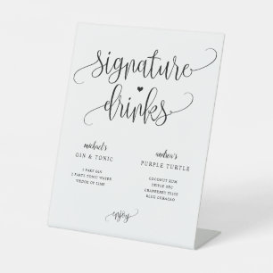 Signature Drinks Hochzeit Zeichen rustikale Kallig Sockelschild