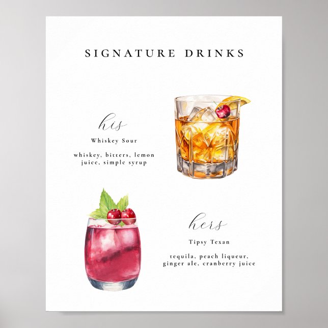 Signature Drinks Hochzeitcocktails Poster (Vorne)