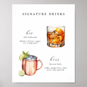 Signature Drinks Hochzeitcocktails Poster