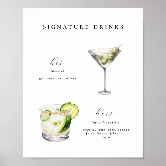 Signature Drinks Hochzeitcocktails Poster (Vorne)