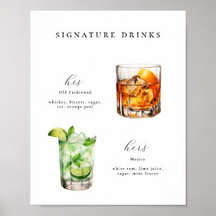 Signature Drinks Hochzeitcocktails Poster