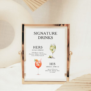 Signature-Drinks Hochzeits-Cocktail-Menü Poster