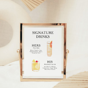 Signature-Drinks Hochzeits-Cocktail-Menü Poster