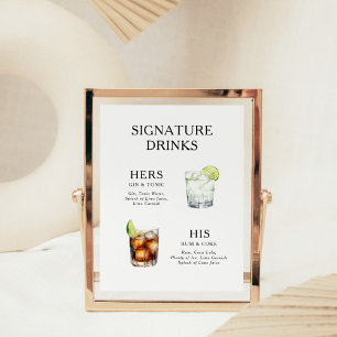 Signature-Drinks Hochzeits-Cocktail-Menü Poster