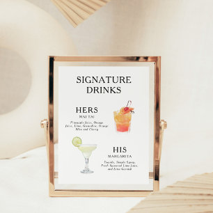 Signature-Drinks Hochzeits-Cocktail-Menü Poster