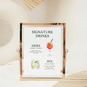 Signature-Drinks Hochzeits-Cocktail-Menü Poster