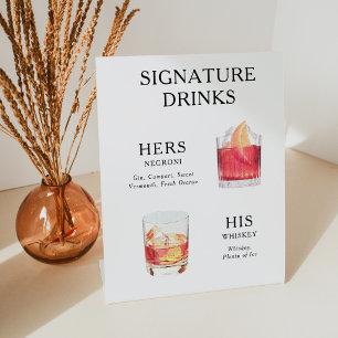 Signature-Drinks Hochzeits-Cocktail-Menü Poster Sockelschild