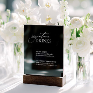 Signature-Drinks Hochzeitsbar Schwarz Acrylschild