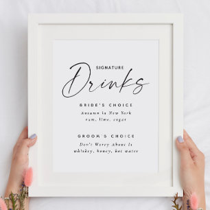 Signature-Drinks Hochzeitsschild   Cocktail-Karte Poster