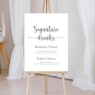 Signature Drinks Kalligrafie Silver-Zeichen Poster