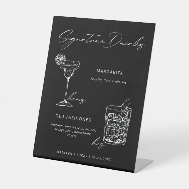 Signature Drinks Minimalist Black & White Sockelschild (Vorderseite)